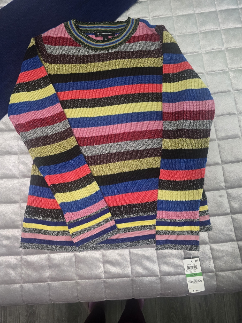 Striped Multi-Color Crewneck Sweater - Women